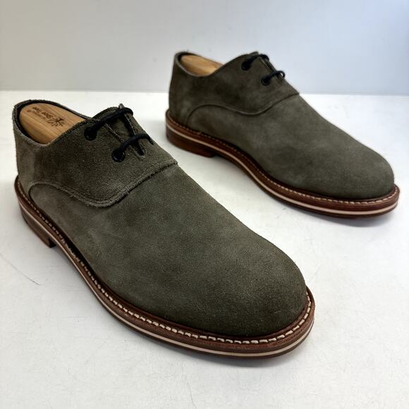 EXCELLENT Rancourt & Co. x Helm Benson Derby Suede Gray /. Olive Green Plain 9.5 - Picture 4 of 13